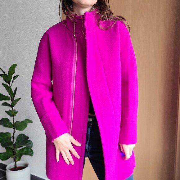 J. Crew Factory Wool Blend Plum Purple City Coat Size 00 Petite Style No. AB946 - Picture 4 of 16